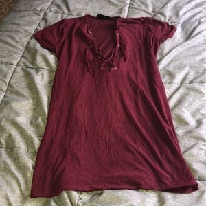 Deep v short sleeved dress.